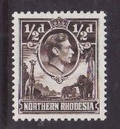Northern Rhodesia-Sc#26a- id9-unused og NH 1/2p KGVI-perf 12.5x14-1938-52-any ra