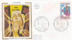 Andorra 1975 International Womens Year Silk Unadressed FDC 