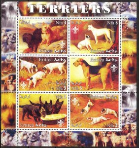 Eritrea 2003 Art Paintings Dogs Terriers Sheet of 6 MNH Private