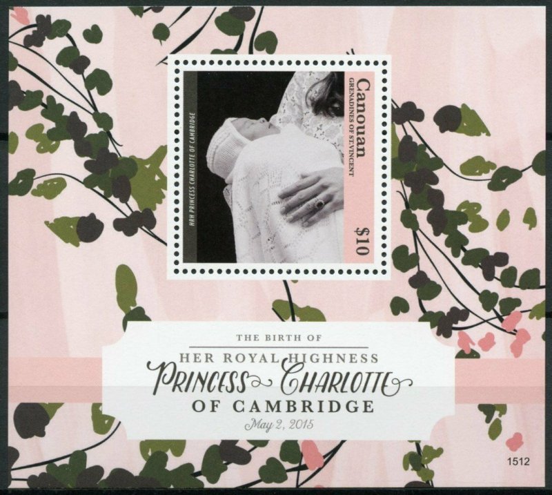 Canouan Grenadines Vincent 2015 MNH Princess Charlotte Birth Royal Baby 1v S/S