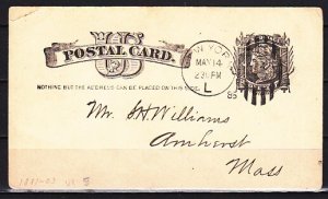 United States, 1885 Mailed Postal Card. Used. ^