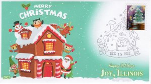 23-271, 2023, Christmas, Event Cover, Pictorial Postmark,  Joy Il, Santa, Ginger