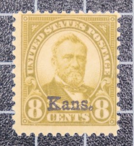 Scott 666 8 Cents Grant OG MH KANS Overprint Nice Stamp SCV $72.50