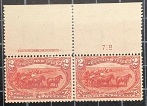 US Stamps- SC# 286 - MOG NH - Plate Pair W Imprint - Premium Item - SCV = $160