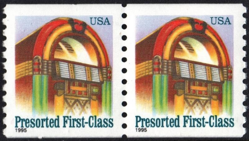 SC#2912 (25¢) Juke Box Coil Pair (1995) MNH