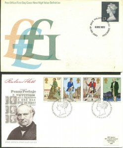 GB Sc#MH168 (638), 871-4 1972-79 £1 & Rowland Hill Two Official FDCs