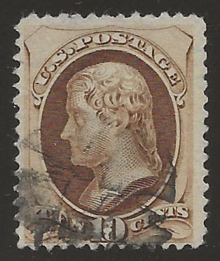 United States Scott #187 Used Single 10c Stamp Fine Centering