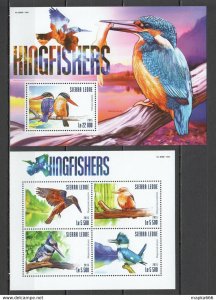 2015 Sierra Leone Birds Fauna Kingfishers 1+1 ** Stampsst622
