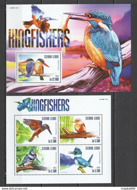 2015 Sierra Leone Birds Fauna Kingfishers 1+1 ** Stampsst622