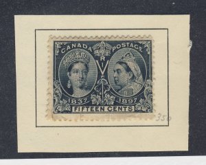 Canada Victoria Jubilee Stamp #58-15c Stuck to Paper Filler Guide Value= $150.00