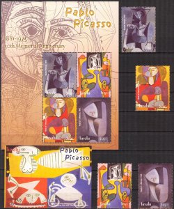 Tuvalu 2004 Art Paintings P. Picasso Set of 4 sheet + S/S MNH