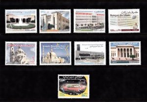 LEBANON- LIBAN MNH SC# 596-604 BEIRUT BUILDINGS