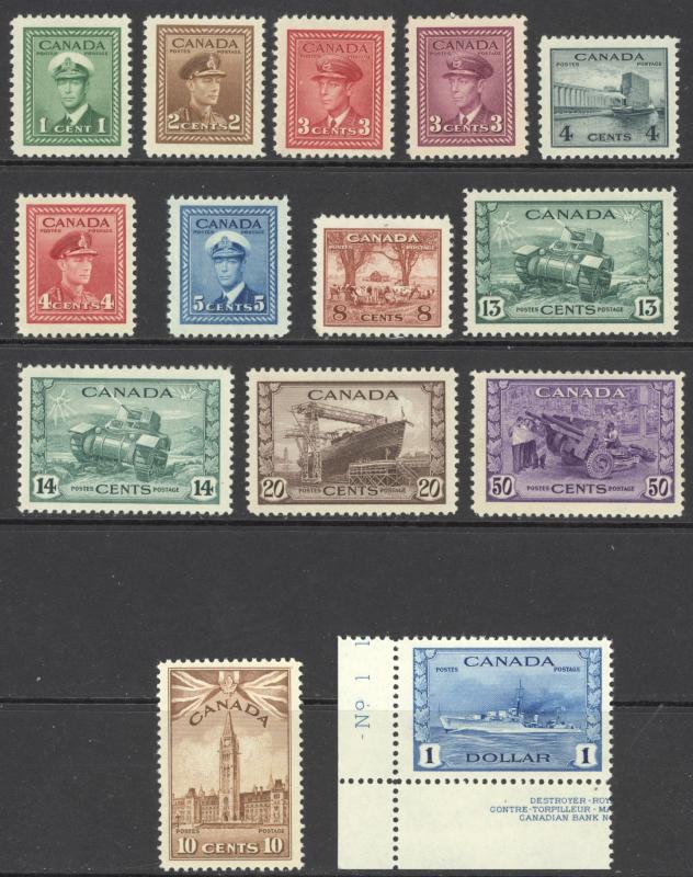 Canada Sc# 249-262 MNH 1942-1943 1¢-$1 King George VI War Issue