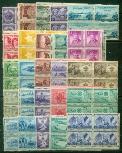 25 DIFFERENT SPECIFIC 3-CENT BLOCKS OF 4, MINT, OG, NH, GREAT PRICE! (21)