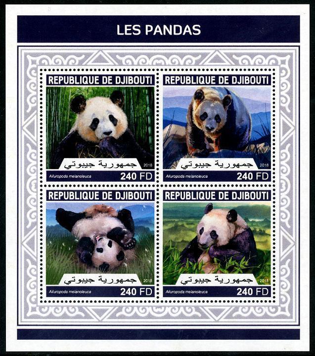 HERRICKSTAMP NEW ISSUES DJIBOUTI Pandas Sheetlet