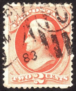 1878, US 2c, Jackson, Used, Sc 183