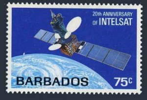 Barbados 669, hinged. Michel 642. INTELSAT, 20th Ann. 1985. Satellite.