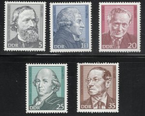 German DDR  Scott 1541-1545 MNH** 1974 Portrait stamp set