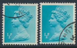 Great Britain SG X841  - 2 bands shades  Machin Used  ½p 