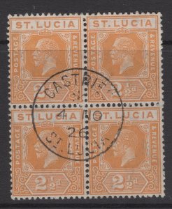 ST.LUCIA SG97 1925 2½d ORANGE FINE USED BLOCK OF 4