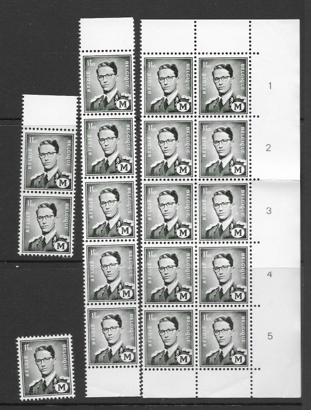 Belgium M1 MNH x 18, f- vf, see desc. 2020 CV $4.50