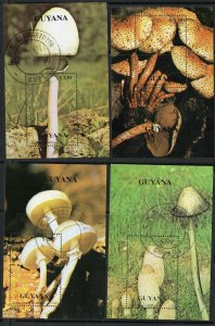 Thematic stamps GUYANA 1990 FUNGI set of 4 m/s Mi. bl106/9 used