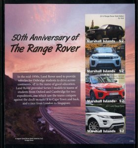 MARSHALL ISLANDS 2021 50th ANN OF THE RANGE ROVER  IMPERFORATE SHEET MINT NH