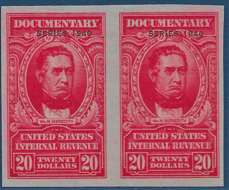 US 1940 Sc. R305Ab imperf pair no gum as issued VF NH