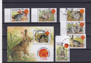 SA10 Cambodia 1999 Rabbits used minisheet + stamps