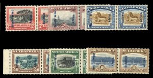 South West Africa #88-93 Cat$218, 1927 2p-10sh, set of six se-tenant pairs, u...