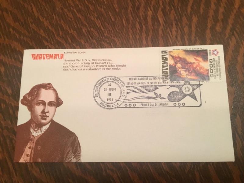 Guatemala Fleetwood US Bicentennial Bunker Hill Color Cachet (NG040)