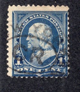 US 1895 1c blue Franklin, Scott 264 used, value = 60c