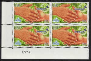 New Caledonia HANDICAP Disabilities Corner Block of 4 Control 2008 MNH