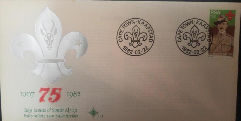 L) 1982 SOUTH AFRICA, BOY SCOUTS, 15C, 75TH ANNIVERSARY, 1907-1982, FDC 