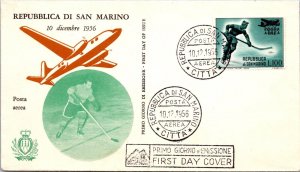 San Marino 1956 FDC - Airmail - CITTA - F67119
