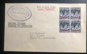 1950s Malaya Maiden Voyage Cover To Djakarta Indonesia KM Lakor