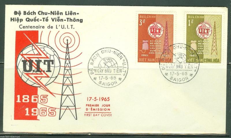 VIETNAM CENTENARY OF THE INT'L TELECOMMUNICATION UNION SET FIRST DAY COVER 