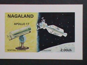 ​NAGALAND-1973 PROMOTION-NEWTONS TELESCOPE-APOLLO 17-OVPT.-IMPERF S/S-EST.$6