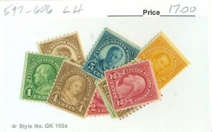 US #597-606, Mint Lightly Hinged, Scott $17.00