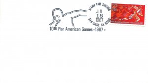 US SPECIAL EVENT CANCEL COVER 10th PAN AMERICAN GAMES STAMP FAIR SAN DIEGO 1987