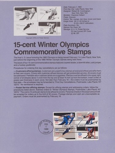 US SP475 Winter Olympics Souvenir Page #1798a