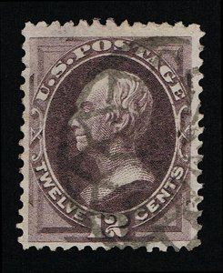 GENUINE SCOTT #162 VF NYFM USED 1873 BLACKISH VIOLET 12¢ CBNC WITH SECRET MARK