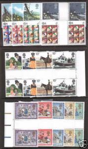 Great Britain Sc 855//883 MNH. 1979 Gutter Pairs, 5 complete sets, fresh, VF