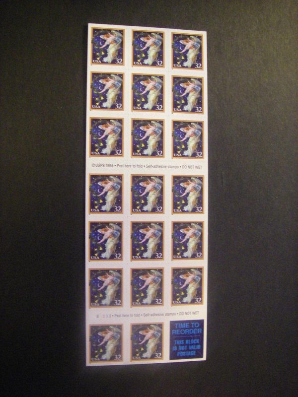 Scott 3012a, 32c Midnight Angel, Booklet pane of 20, #B3333, MNH Beauty