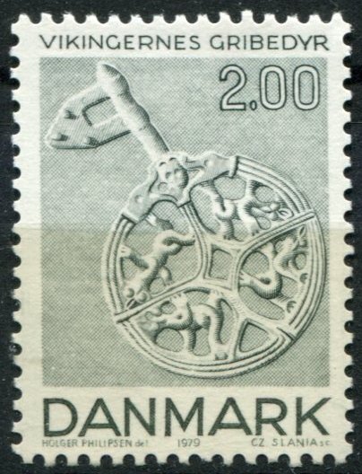 Denmark Sc#654 MNH, 2k grnsh gray, Viking age art (1979)