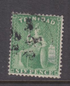 TRINIDAD, 1876, CC, perf. 14, 6d. Bright Yellow Green, used.