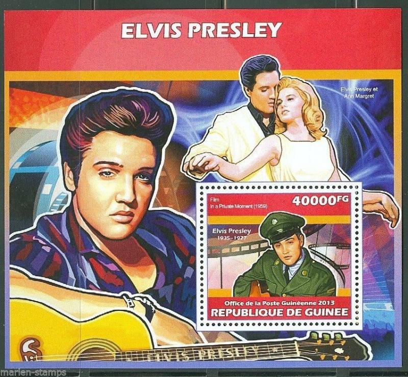 GUINEA 2013 ELVIS PRESLEY WITH ANN MARGARET   SOUVENIR SHEET FDC