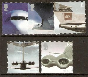 GB SG2284/8 2002 AIRLINERS MNH 