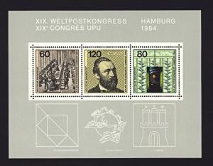 W. Germany Sc# 1420  UPU Souvenir Sheet of 3 MNH