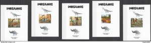 Lx166 Imperf 2010 Sao Tome & Principe Dinosaurs Fauna !!! Uv Cardboard 5Bl Mnh